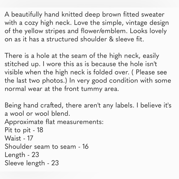 Hand Crafted Wool High Neck Fitted Sweater - M - Picture 15 of 15